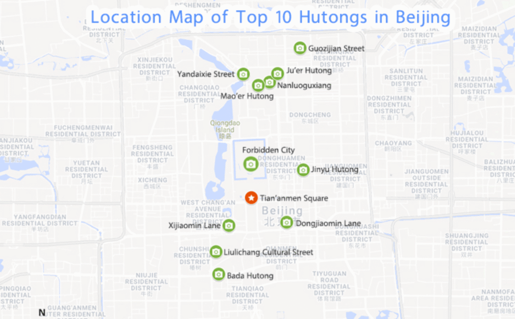 carte des hutongs de pekin