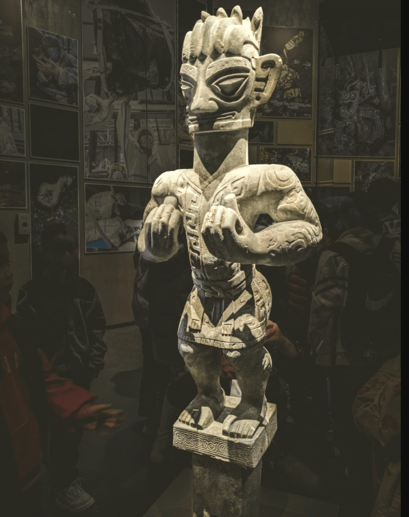 Bronze standing figure wearing a skirt from the late Shang Dynasty