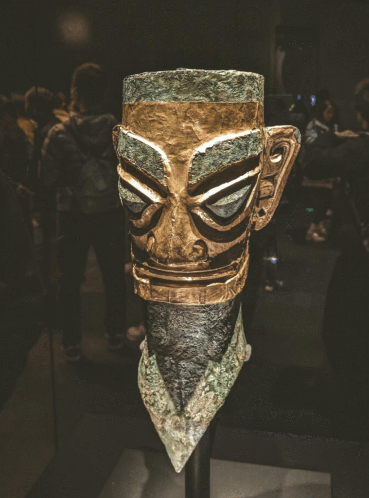 Bronze Human Head with Gold Foil Covering